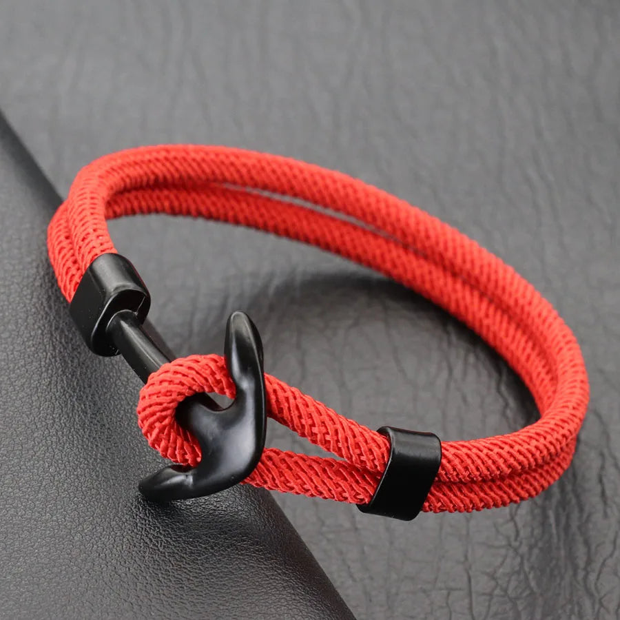 Zwart-rode ankerarmband