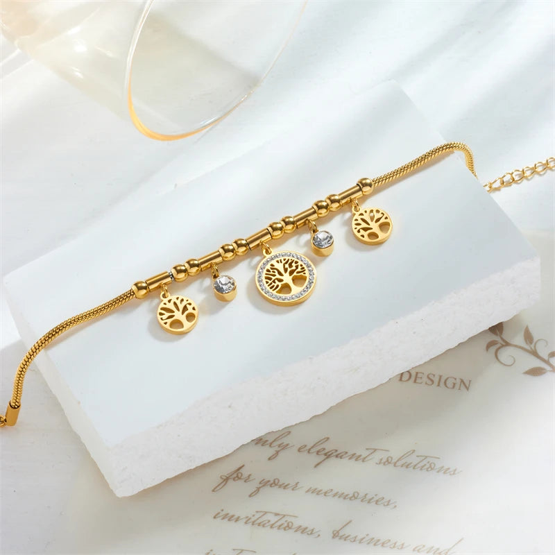 Levensboomarmband versierd met strass