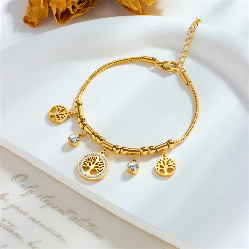 Levensboomarmband versierd met strass