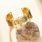 Levensboomarmband in Noordse stijl versierd met runen goud