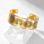 Levensboomarmband in Noordse stijl versierd met runen goud