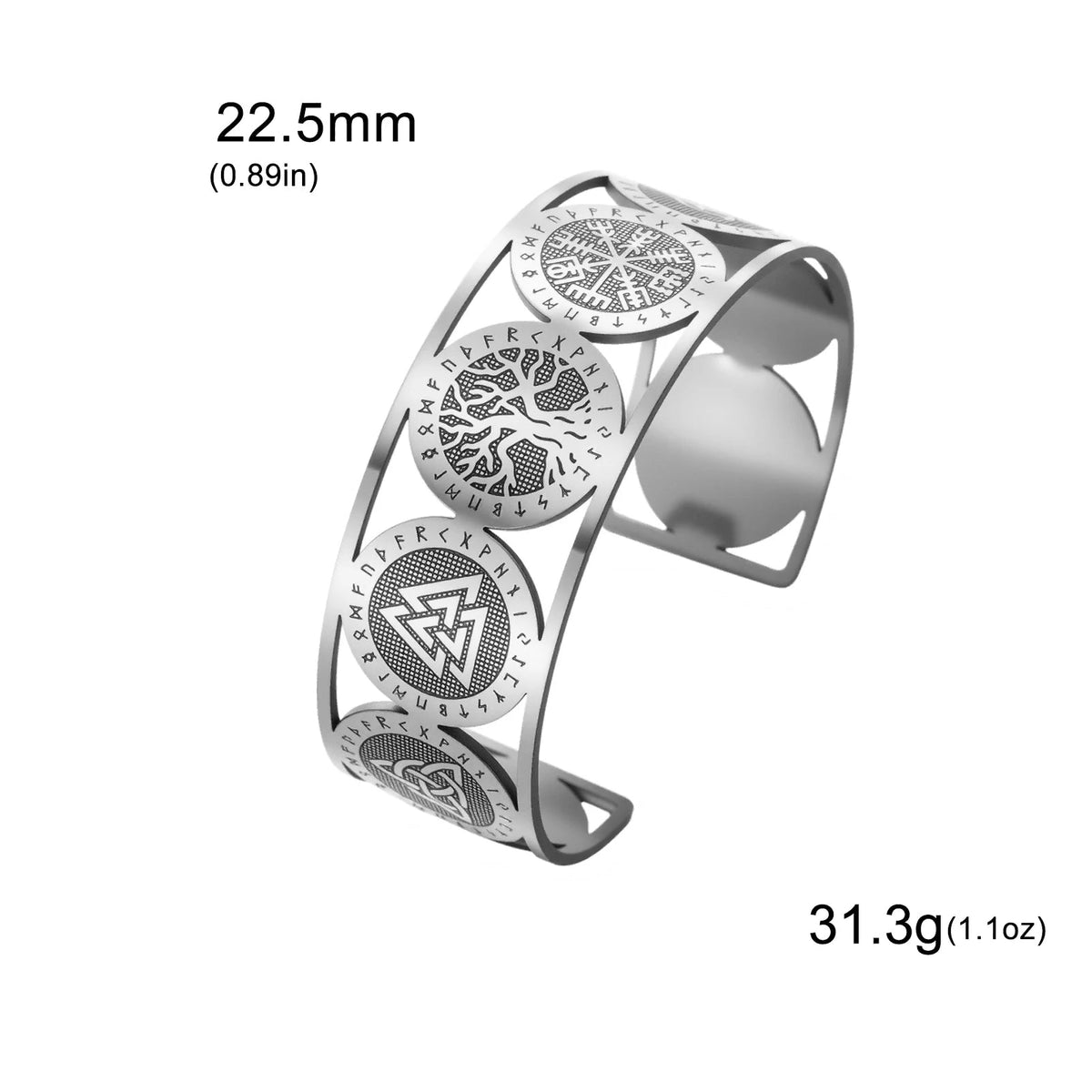 Levensboomarmband in Noordse stijl versierd met runen