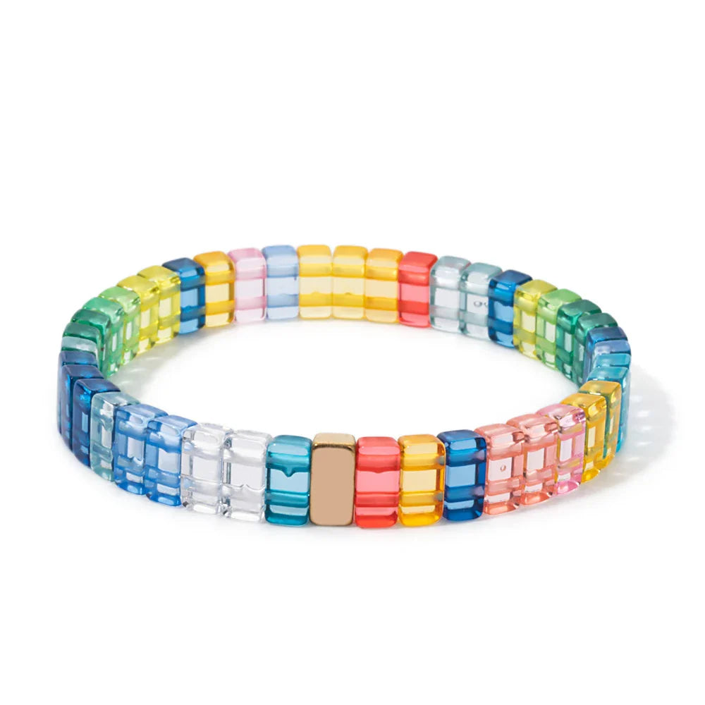 Roze regenboogarmband