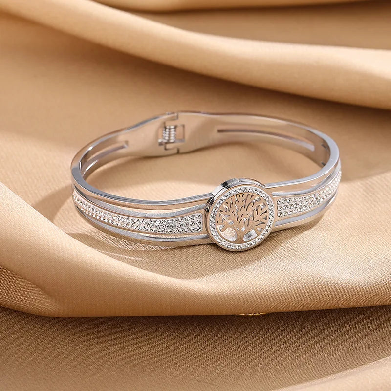 Bracelet avec Arbre de Vie et Cristal argent