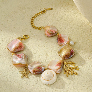 Bracelet Coquillage avec Belles Perles en Nacre