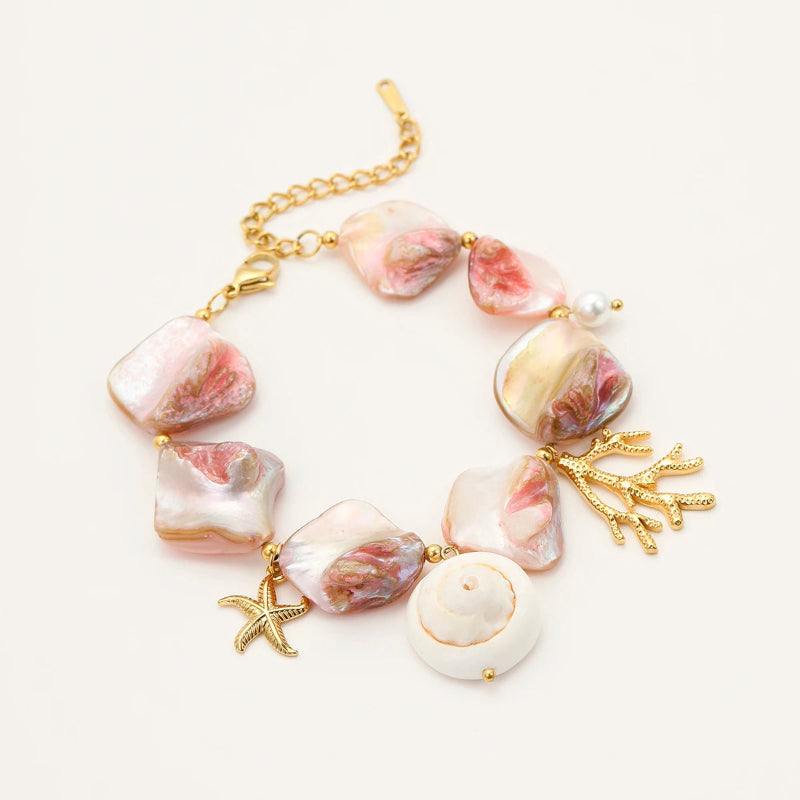 Bracelet Coquillage avec Belles Perles en Nacre