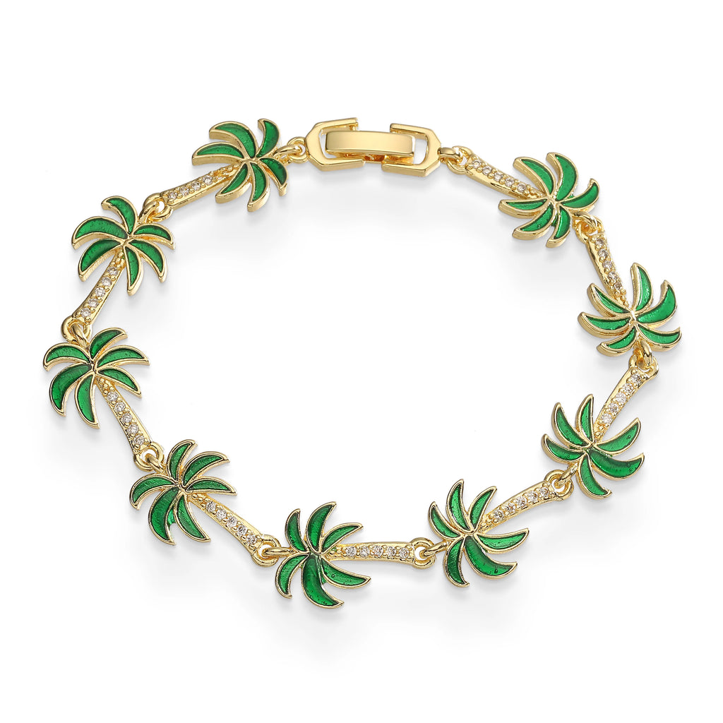 Armband met palmboom-bedels in groen email