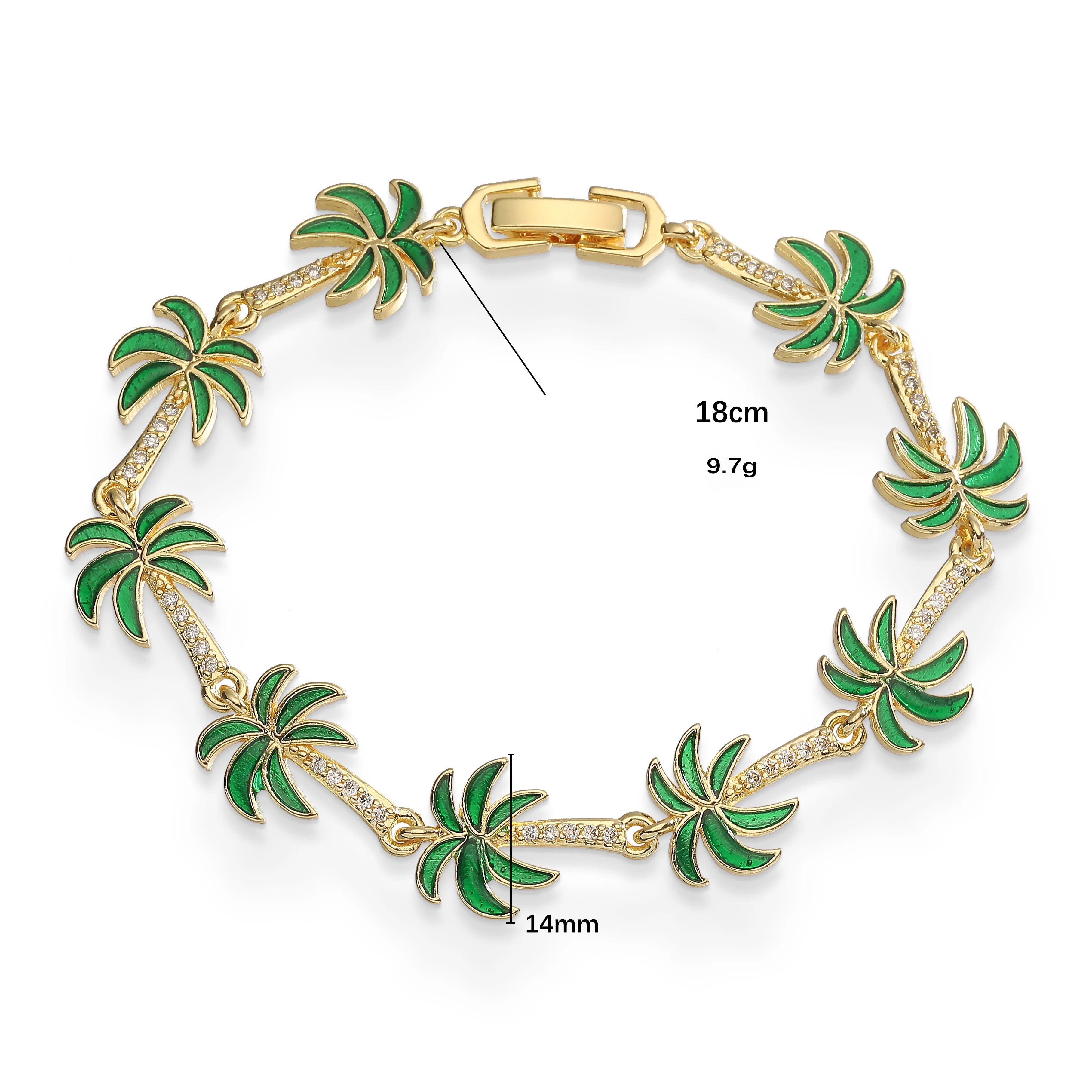 Armband met palmboom-bedels in groen email