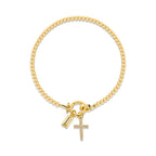Armband met kruis en geboortesteen