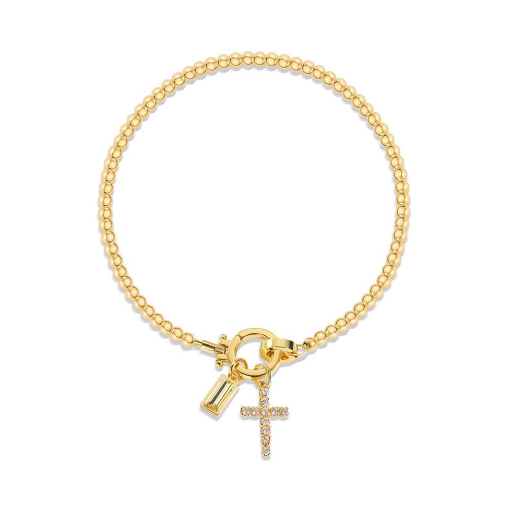 Armband met kruis en geboortesteen