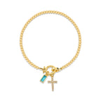 Armband met kruis en geboortesteen