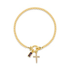 Armband met kruis en geboortesteen