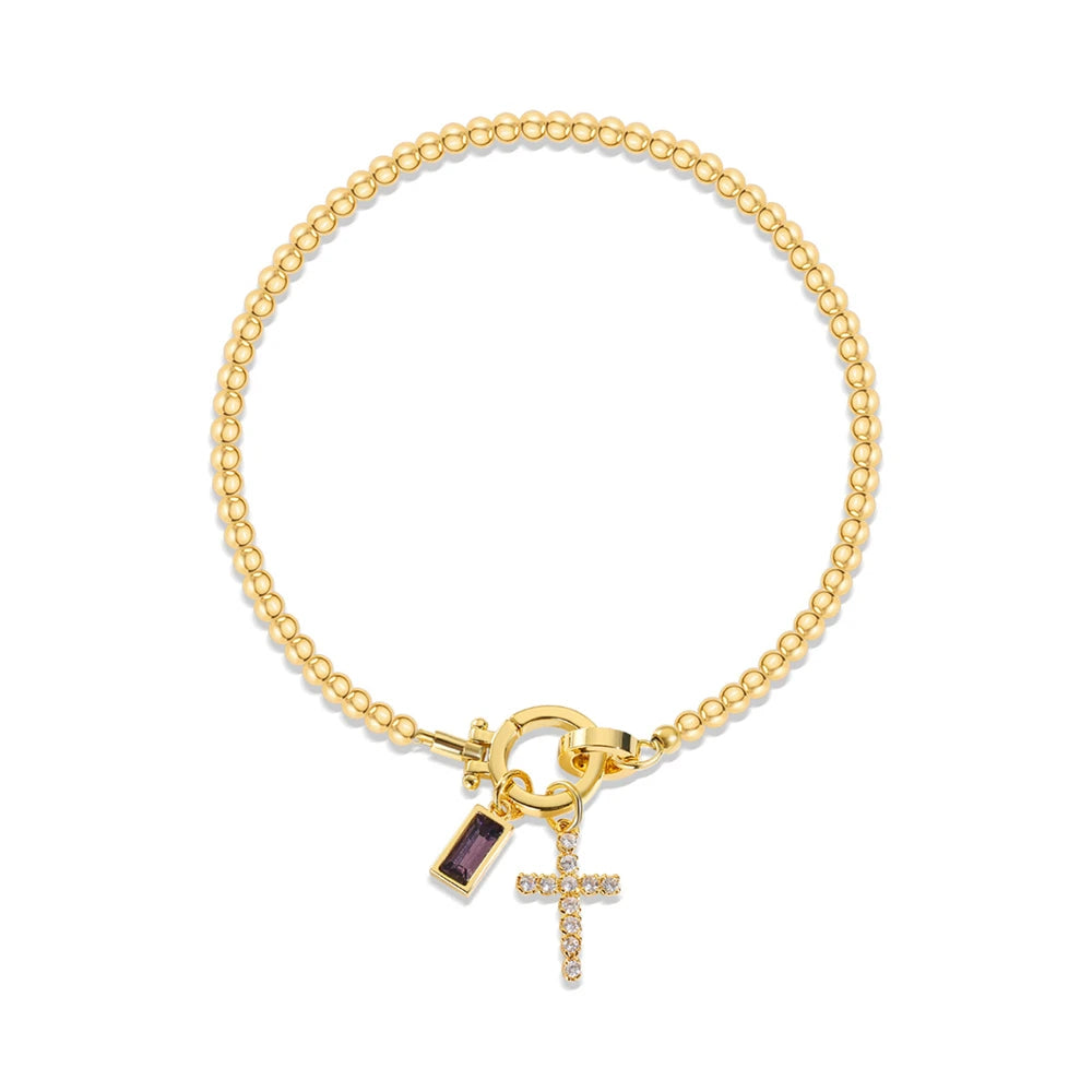 Armband met kruis en geboortesteen
