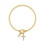 Armband met kruis en geboortesteen
