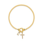 Armband met kruis en geboortesteen