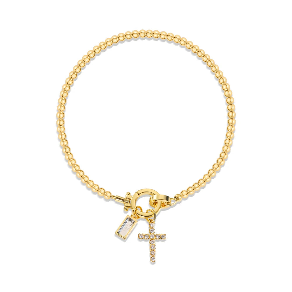 Armband met kruis en geboortesteen
