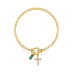 Armband met kruis en geboortesteen