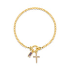 Armband met kruis en geboortesteen