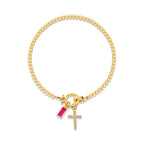Armband met kruis en geboortesteen