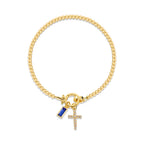 Armband met kruis en geboortesteen