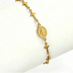 Armband met medaille van de Maagd Maria en gouden kruis
