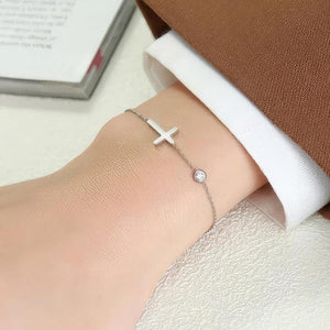 Bracelet avec Croix pour Femme Argent