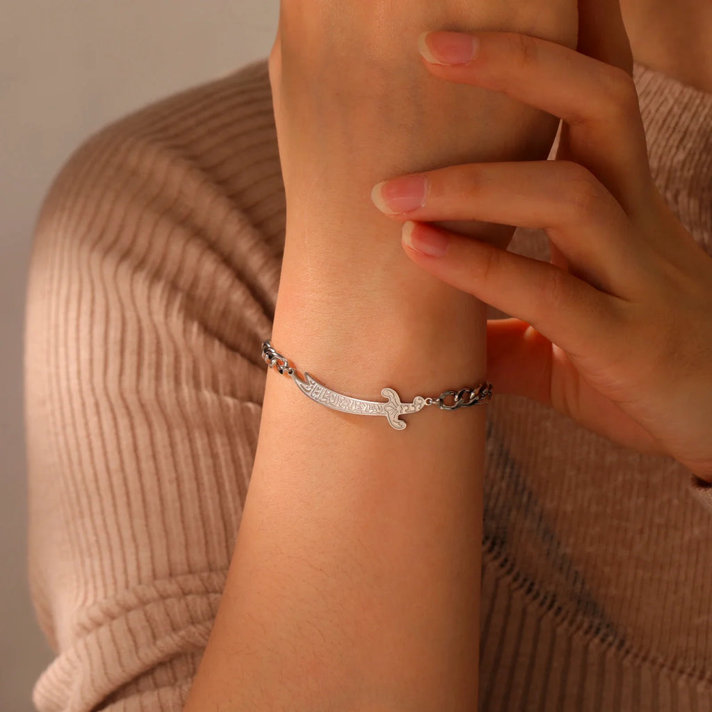 Armband met Arabisch Ali Zulfiqar zwaard in zilver