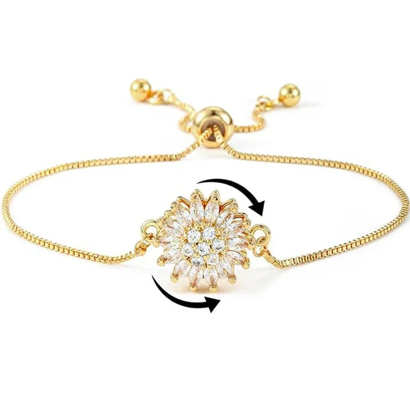 Bracelet avec Fleur Rotative Anti-Stress et Strass 2