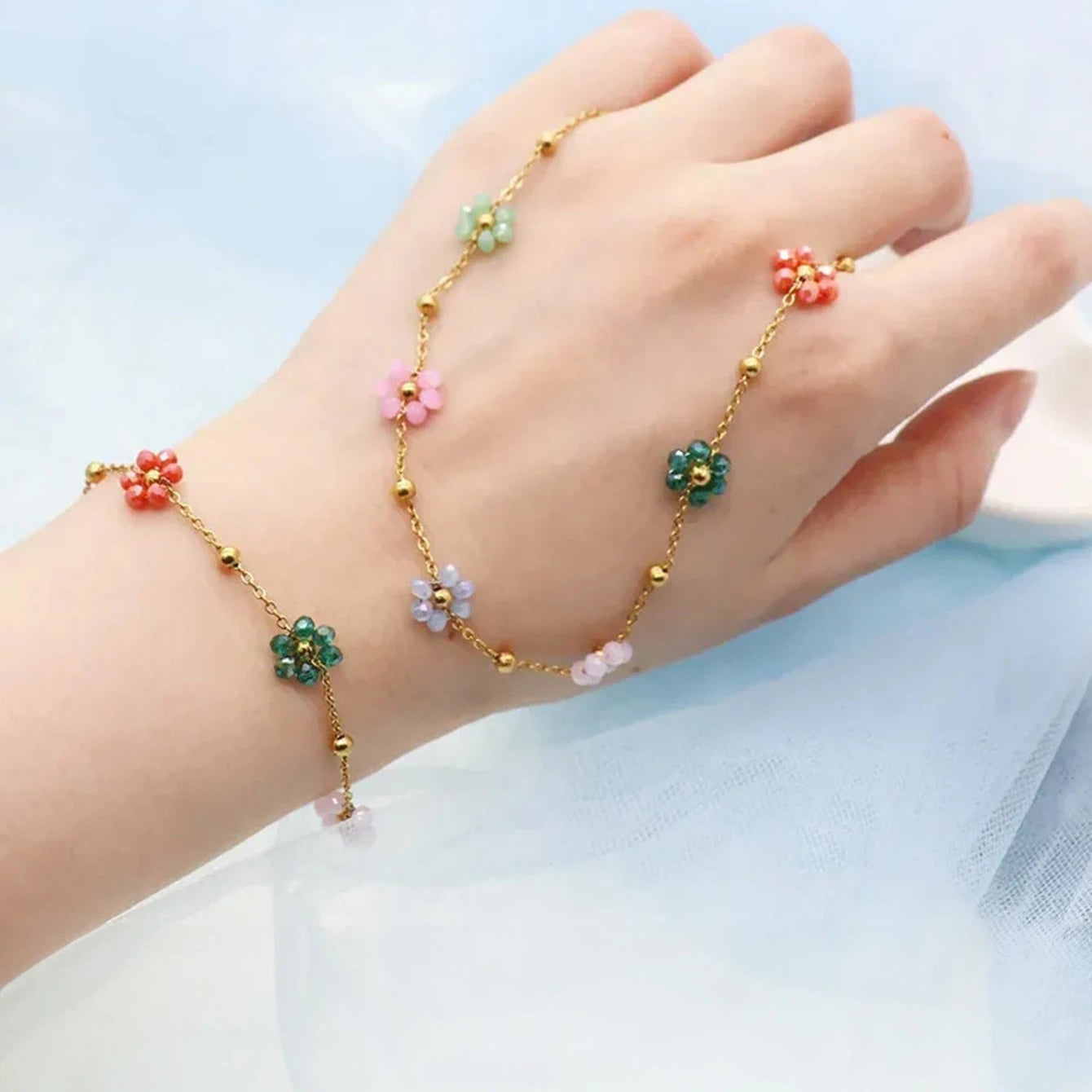 Bracelet avec Fleurs Colorées