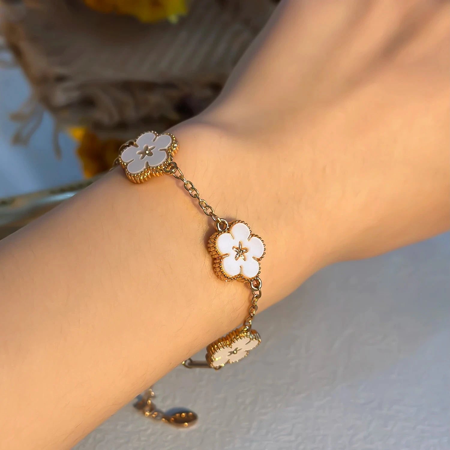 Bracelet avec Fleurs pour Femme blanc