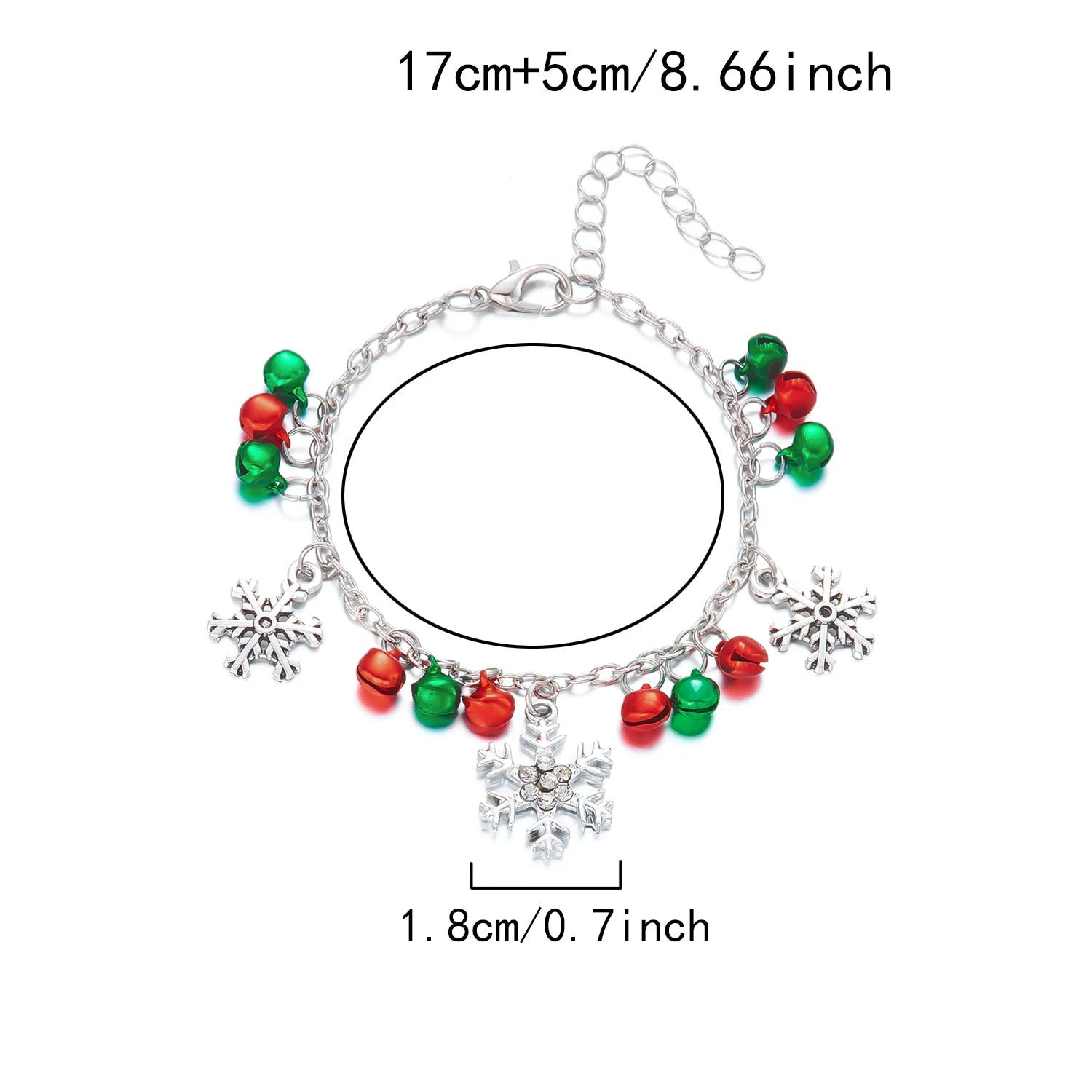 Bracelet avec Flocons de Neige et Boules de Noël