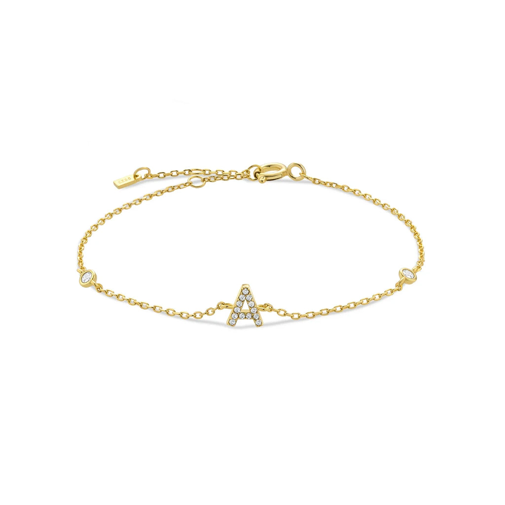 Armband met initiale in goudkleurige strass a
