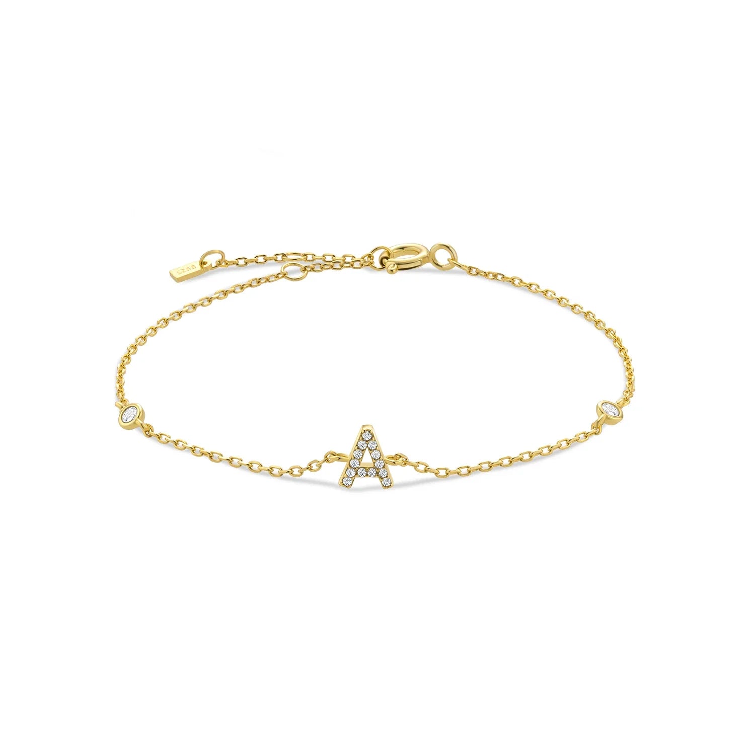 Armband met initiale in goudkleurige strass a