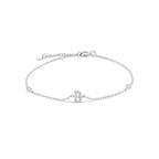 Armband met initiaal in strass zilver b