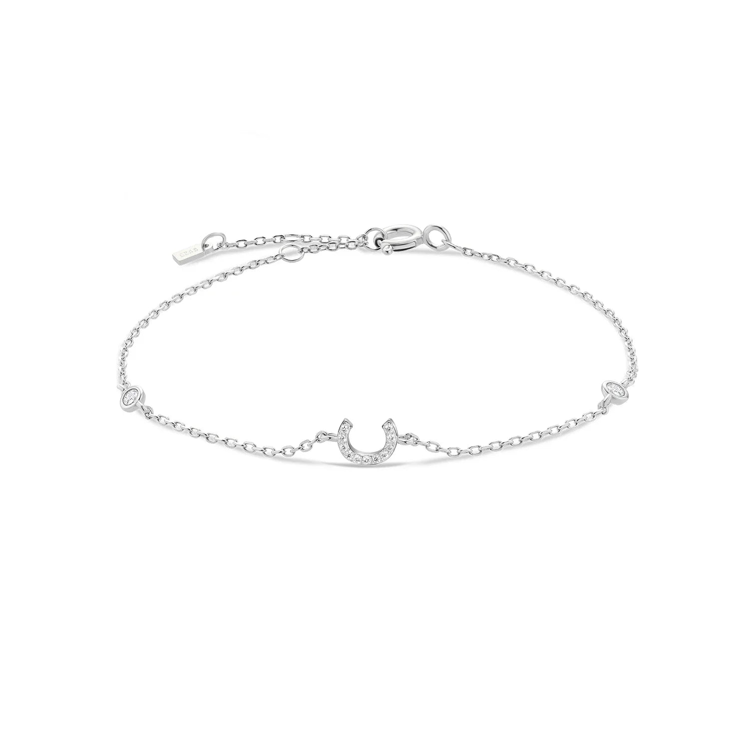 Armband met initiaal in strass zilver c