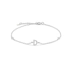 Armband met initiaal in strass zilver d