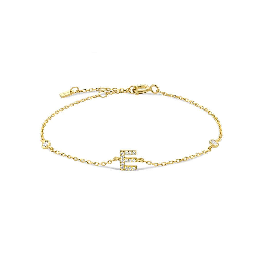 Armband met initiaal in strass goud e