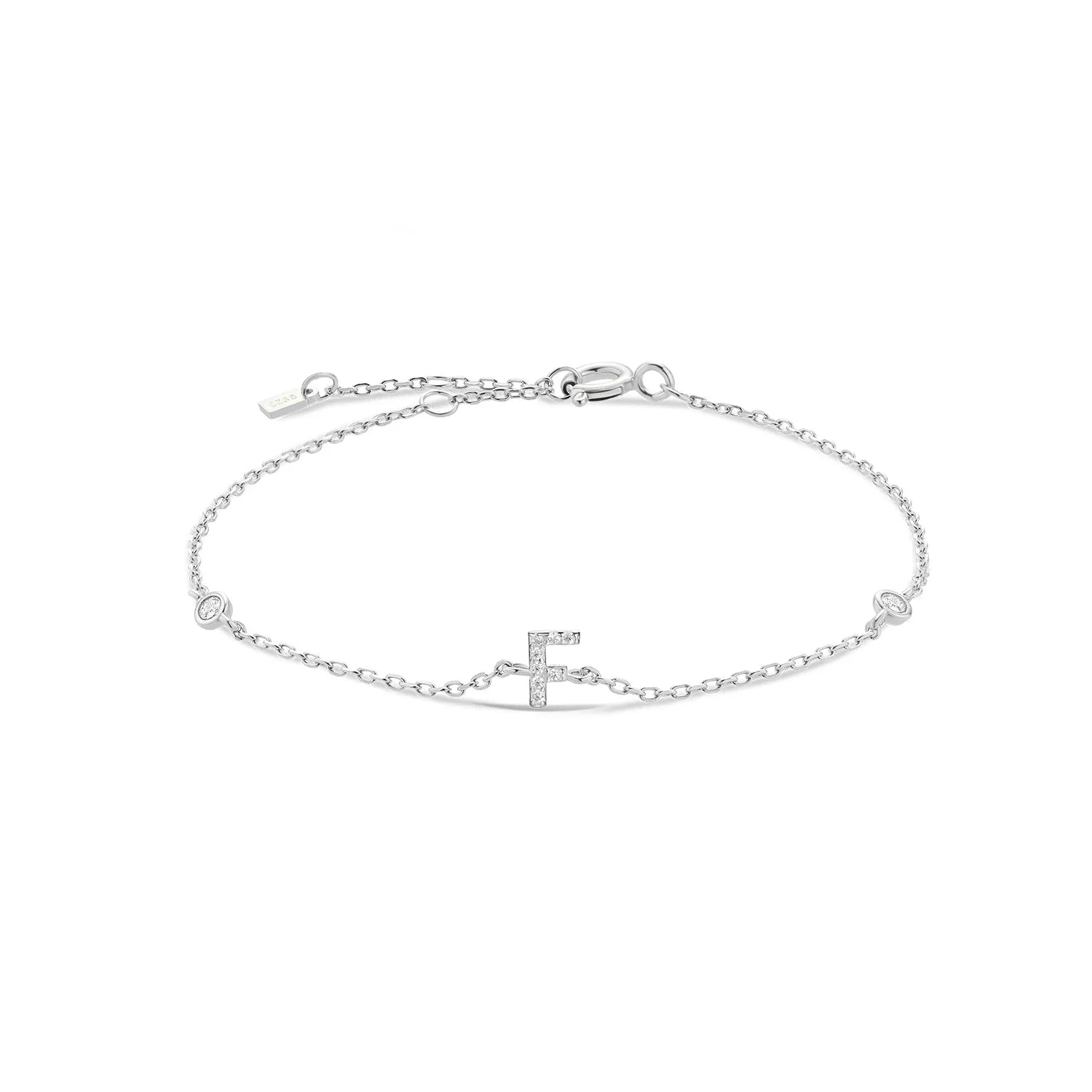 Armband met initiaal in strass zilver f