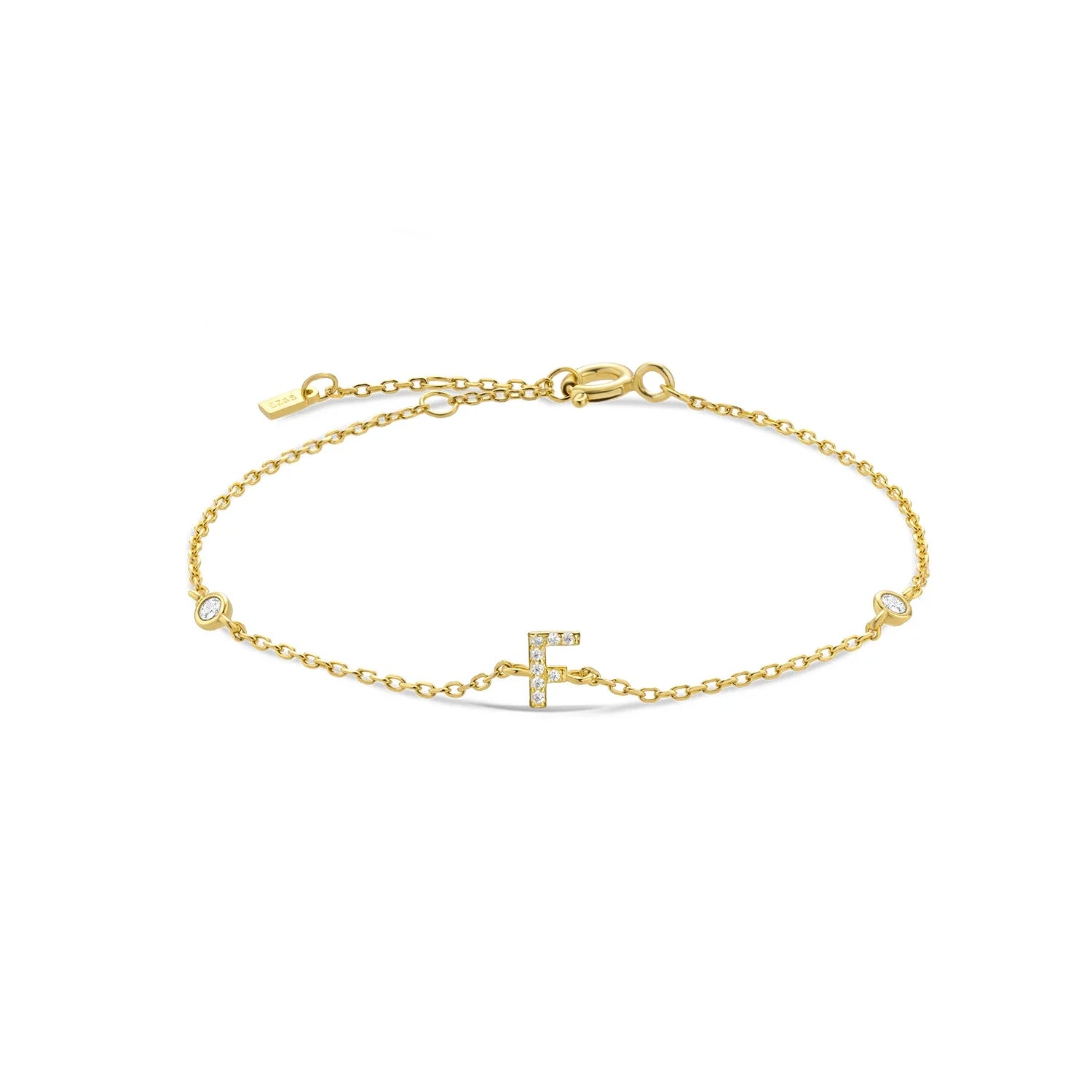 Armband met initiaal in strass goud f