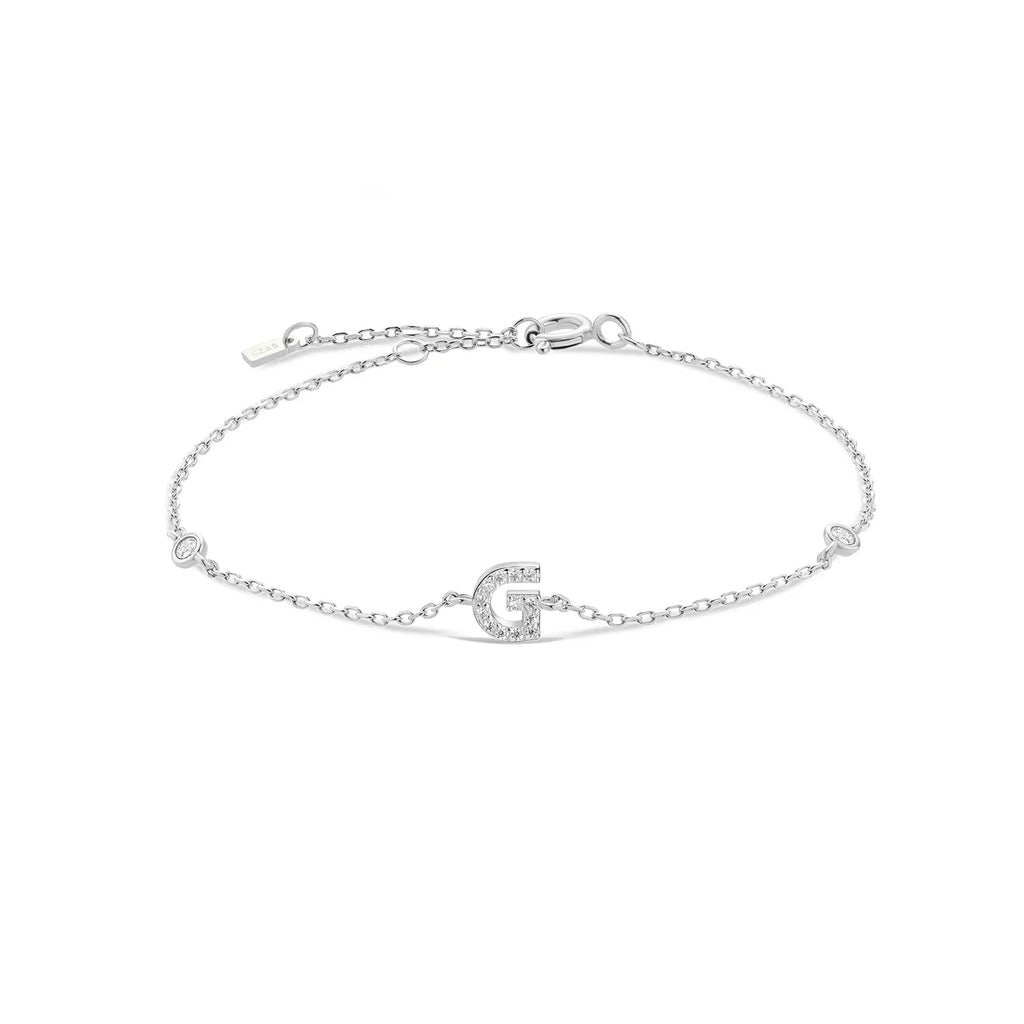 Armband met initiaal in strass zilver g