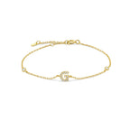 Armband met initiaal in strass goud g