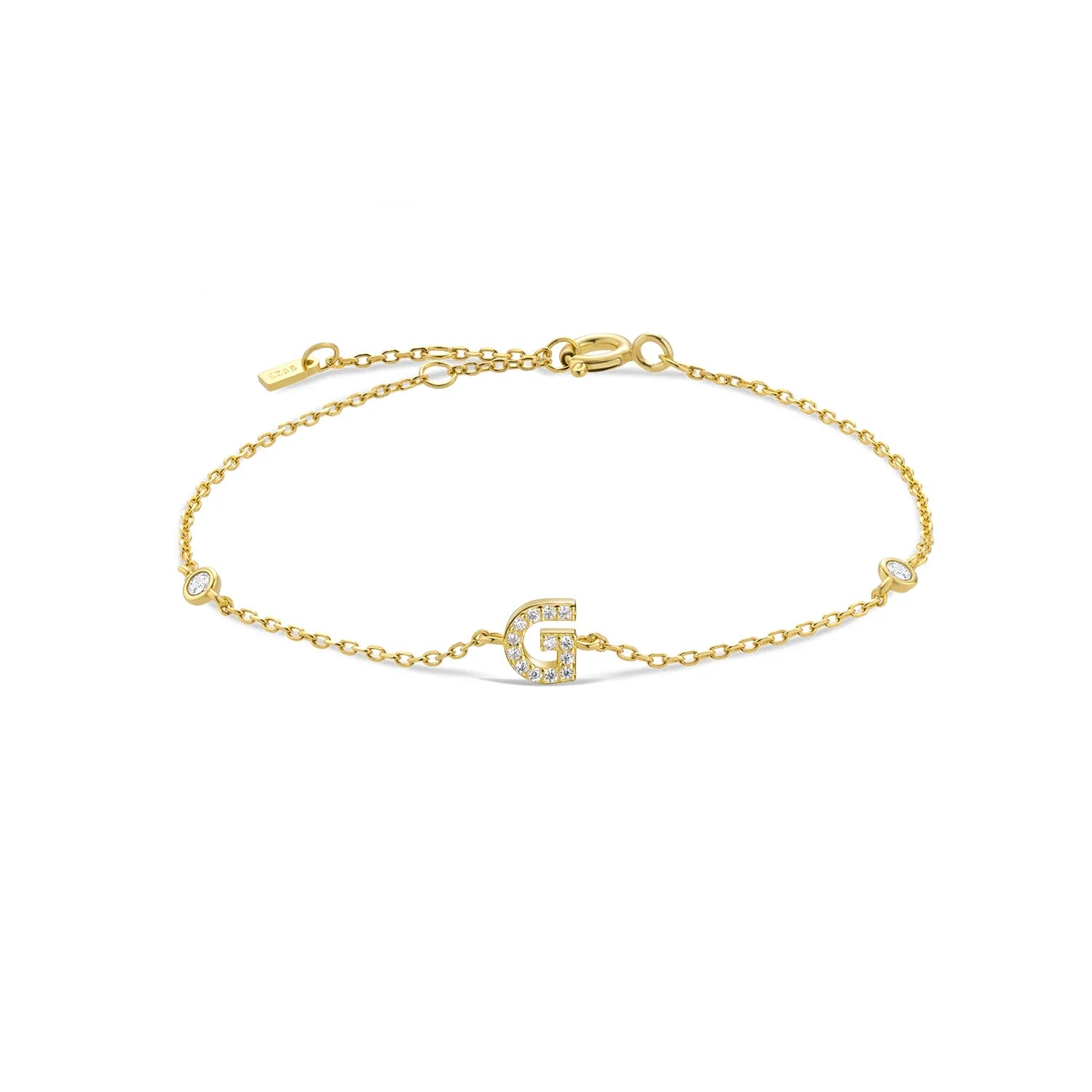 Armband met initiaal in strass goud g