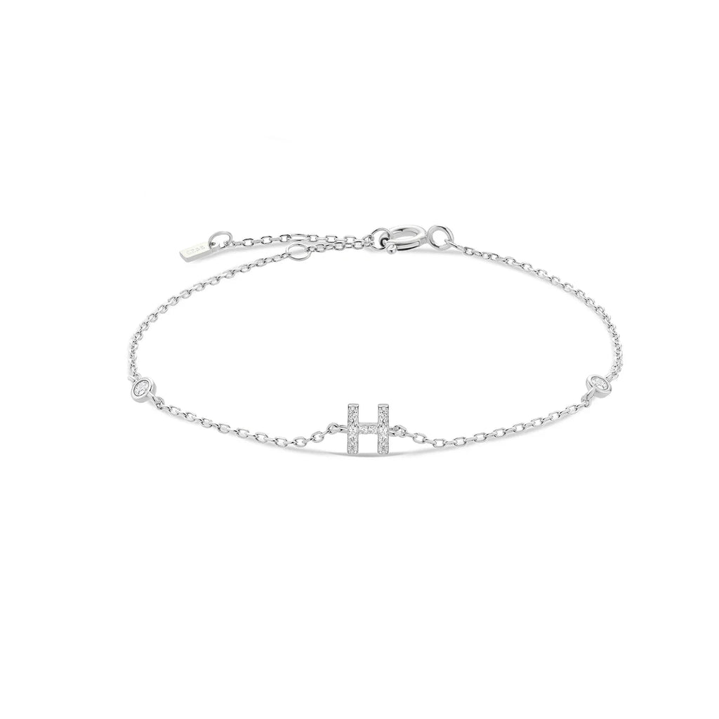 Armband met initiaal in strass zilver h