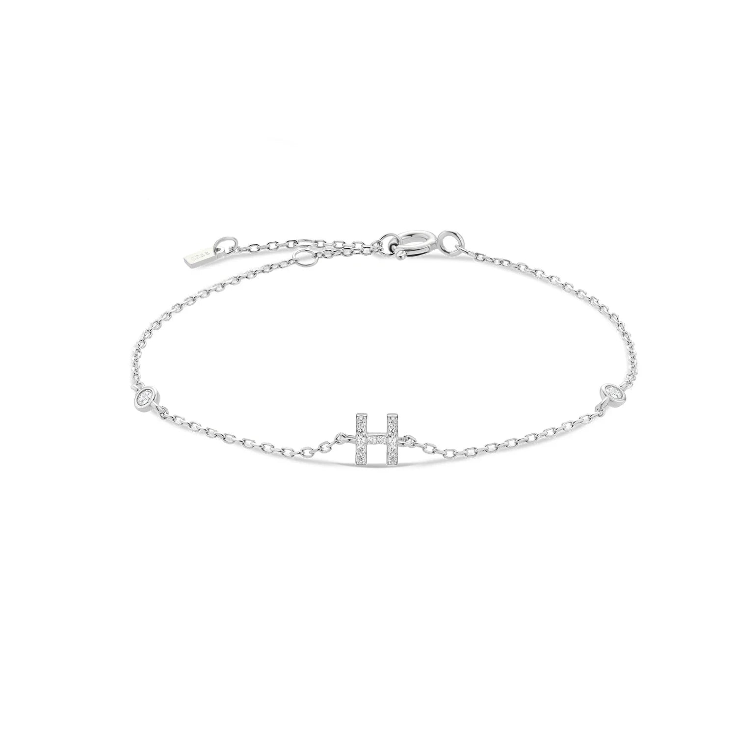 Armband met initiaal in strass zilver h