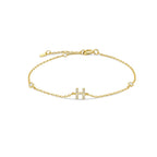 Armband met initiaal in strass goud h