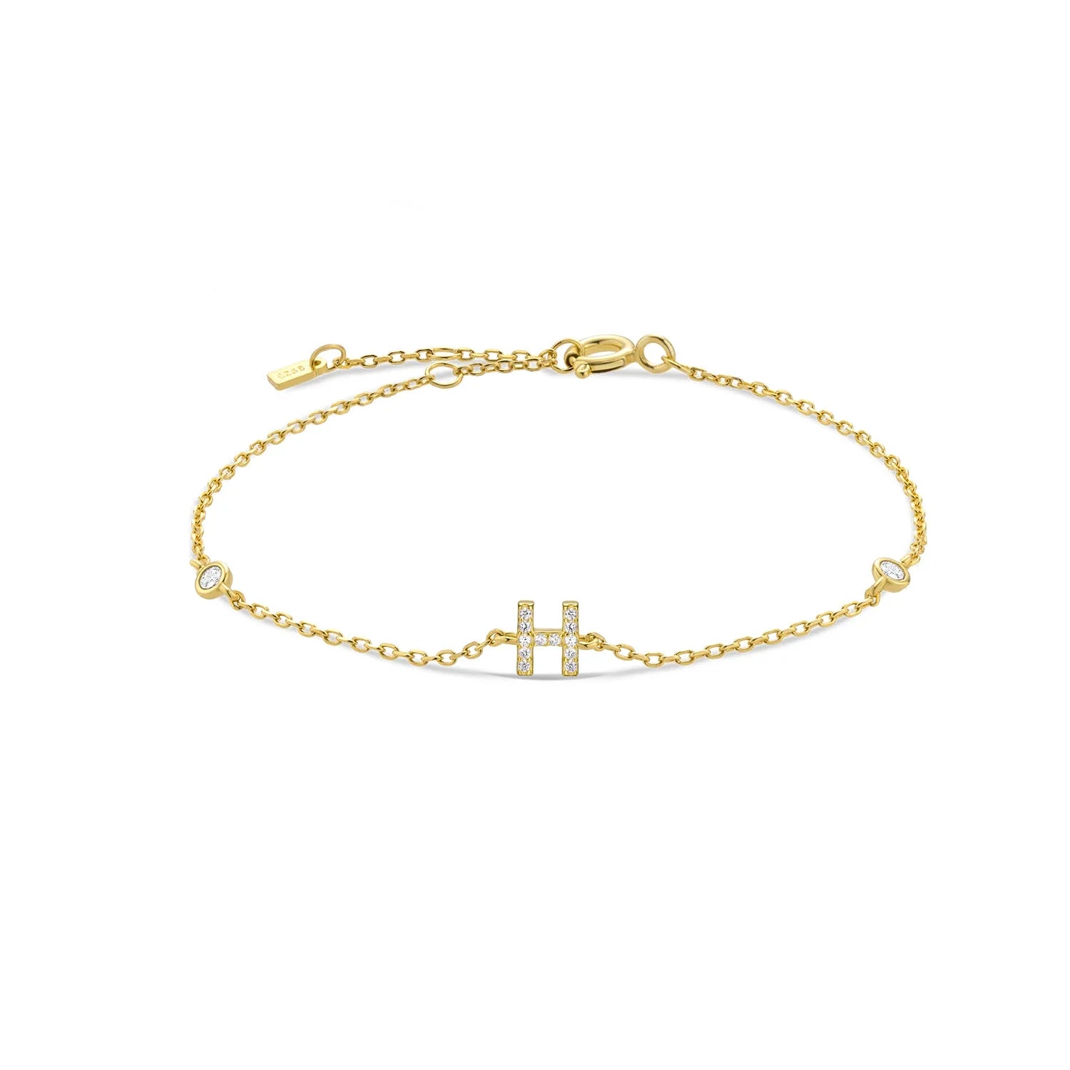Armband met initiaal in strass goud h