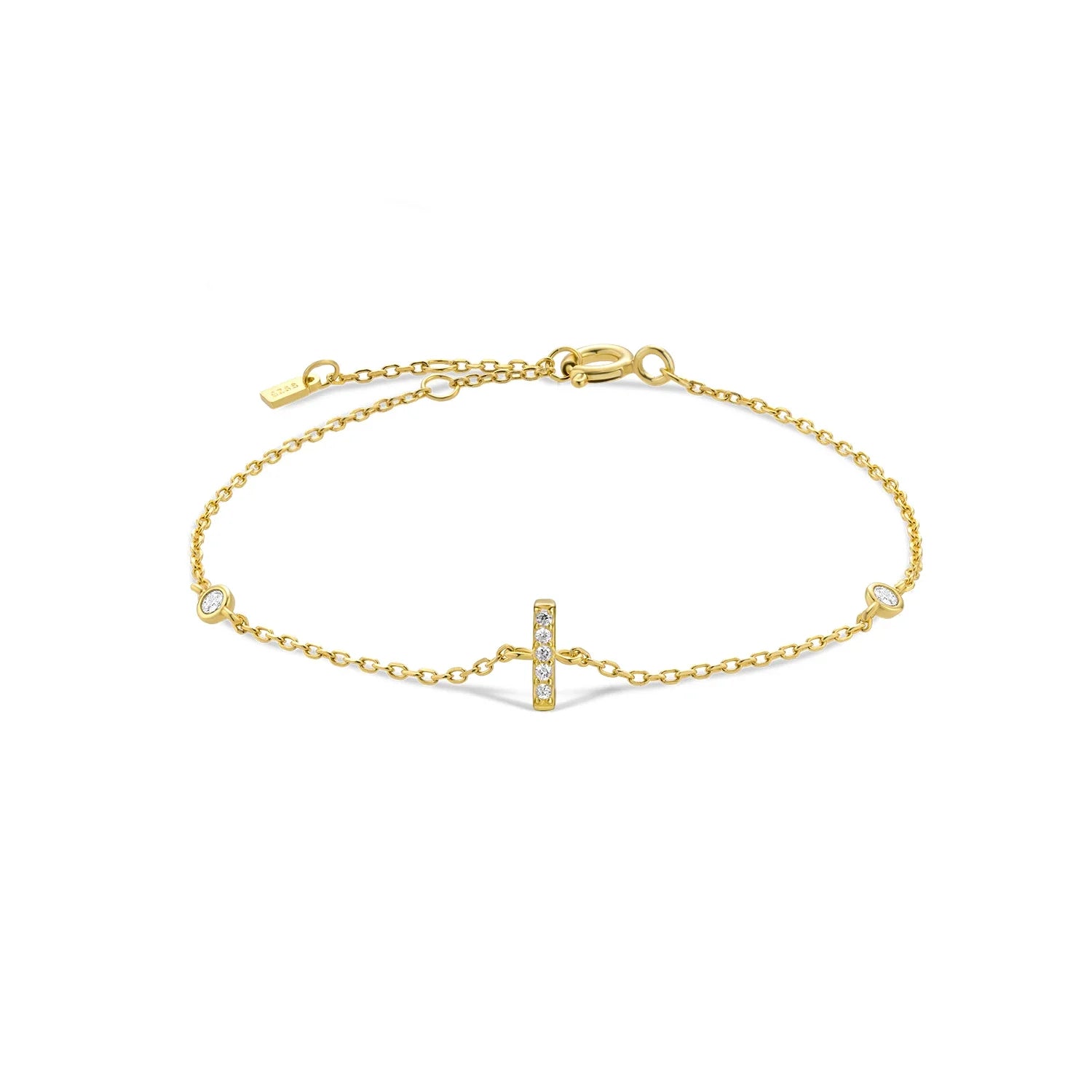 Armband met initiaal in strass goud i