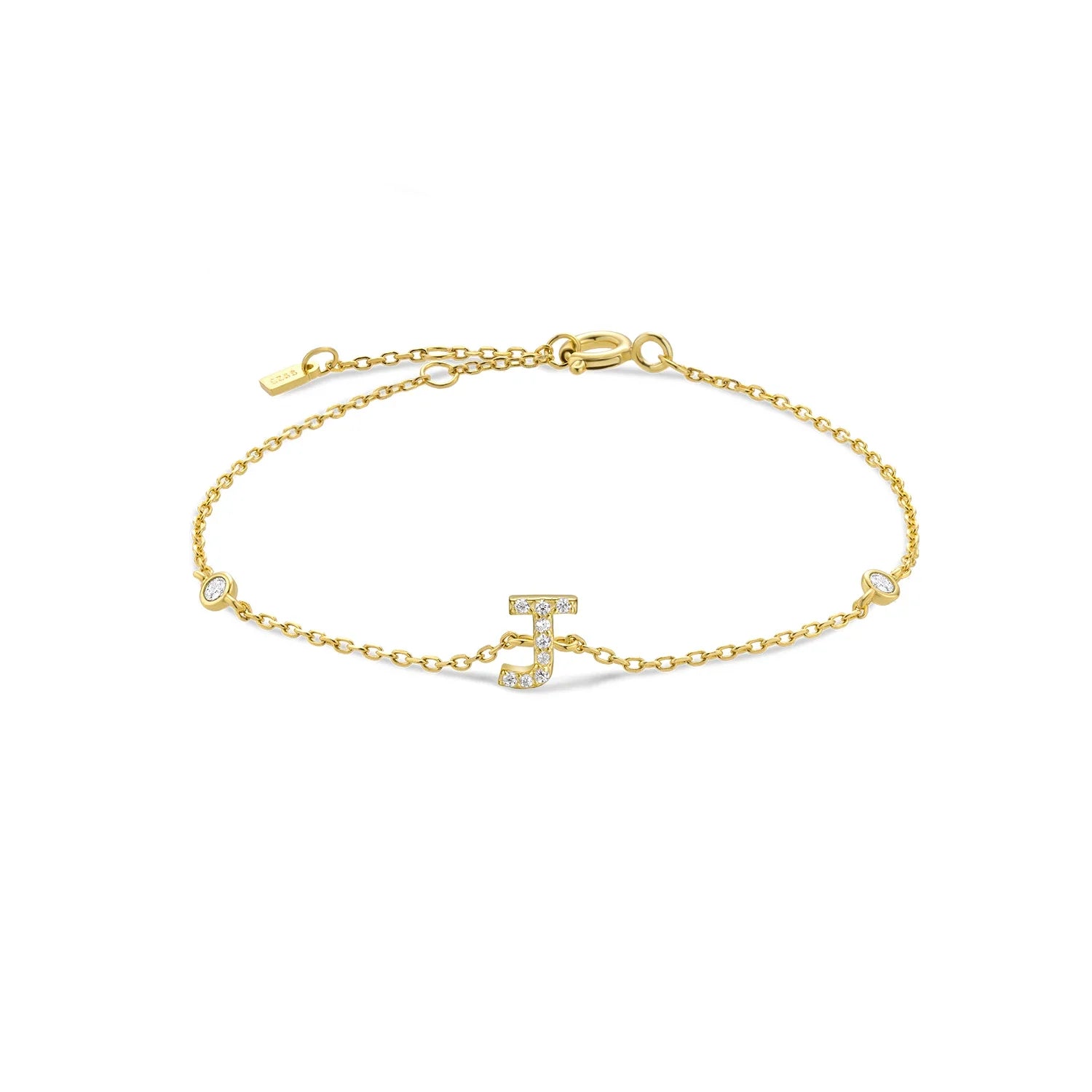 Armband met initiaal in strass goud j