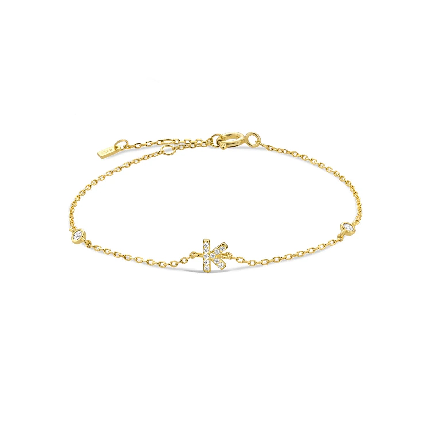 Armband met initiaal in strass goud k