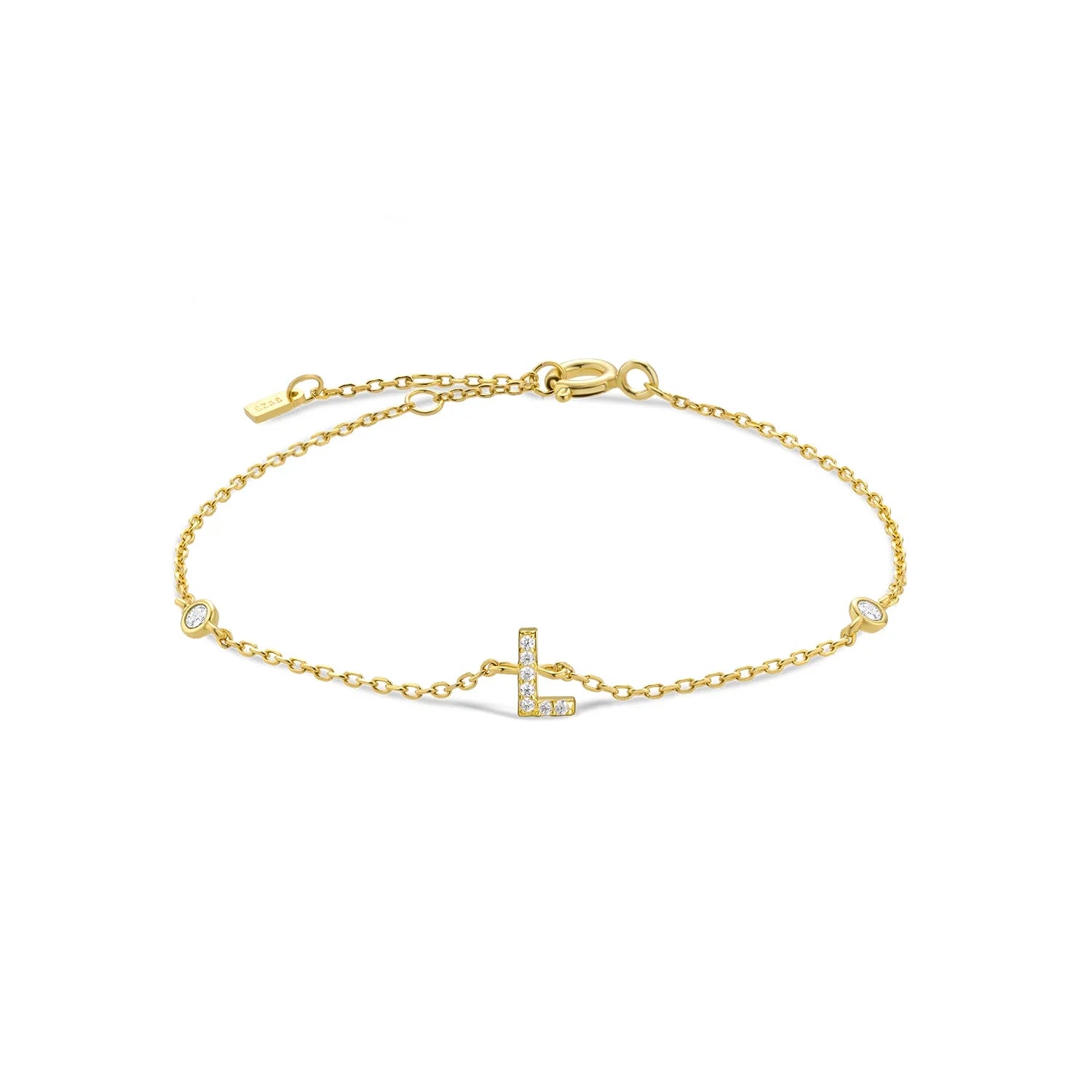 Armband met initiaal in strass goud l